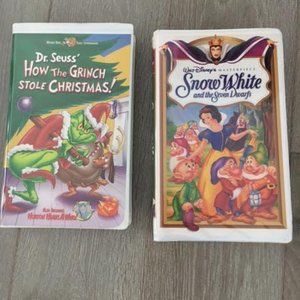 VHS Movies - Dr. Seuss How the Grinch Stole Christmas and Snow White